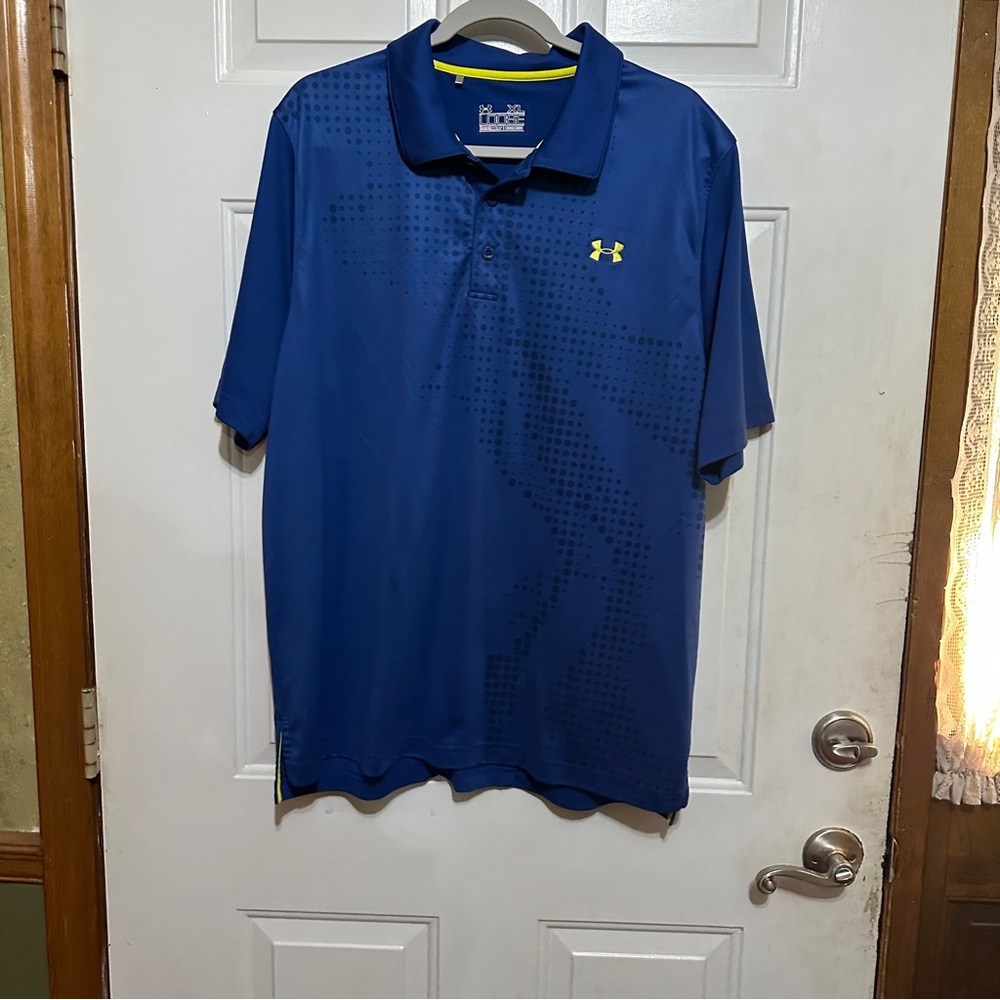 Under Armour Men’s‎ XL Blue Short Sleeve Heat Gear Loose Fit Golf Polo Shirt